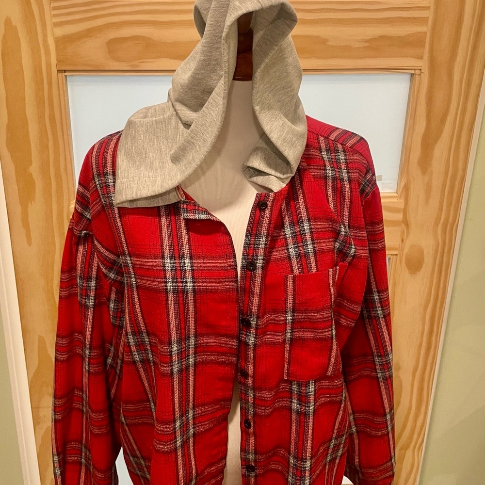 Flannel Jacket With Hood Size XL